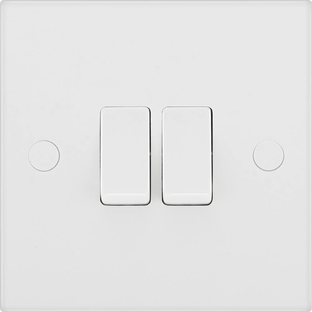 BG White Moulded Square Edge 20A 16AX Double Switch 2 Way