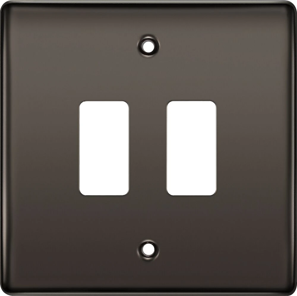 BG Grid Nexus Metal Square Front Plate 2 Module, Black Nickel