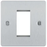 BG Screwed Flat plate Brushed Steel Square Euro Module Front Plate 1 Module