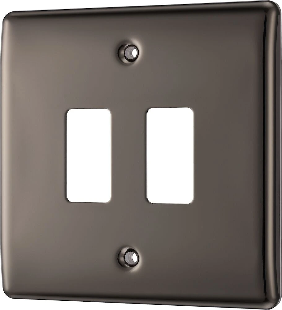 BG Grid Nexus Metal Square Front Plate 2 Module, Black Nickel
