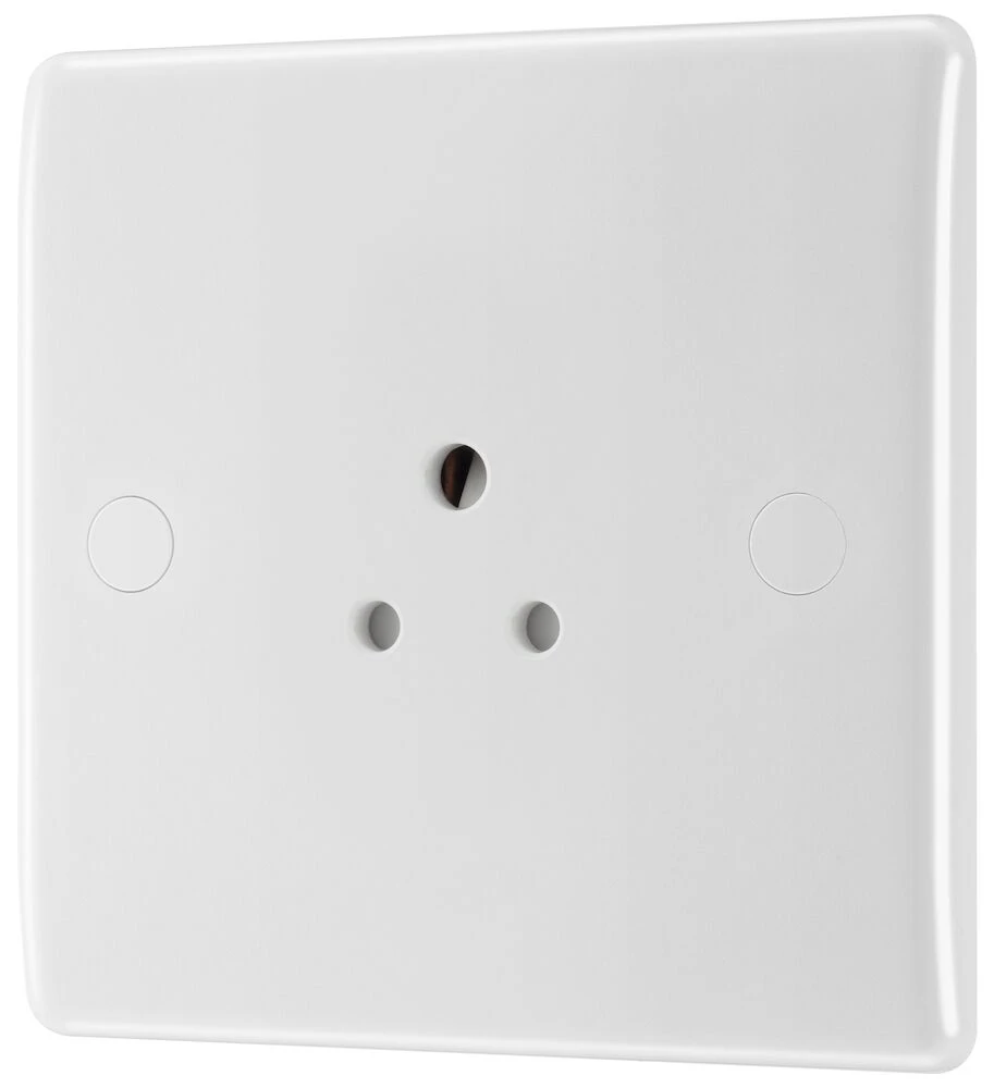BG Nexus Series White Moulded 2A Single Round Pin Unswitched Socket