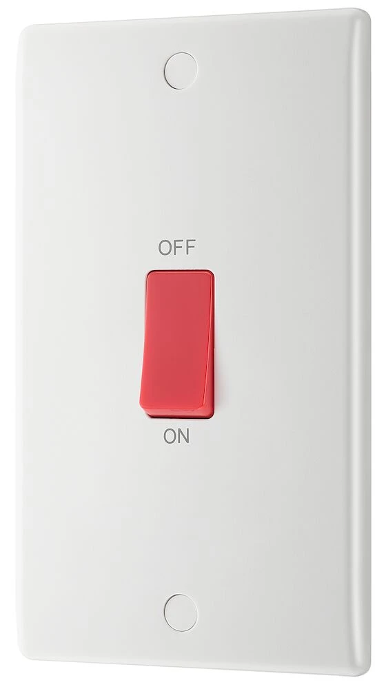 BG Nexus Series White Moulded 45A Large Plate Double Pole Switch