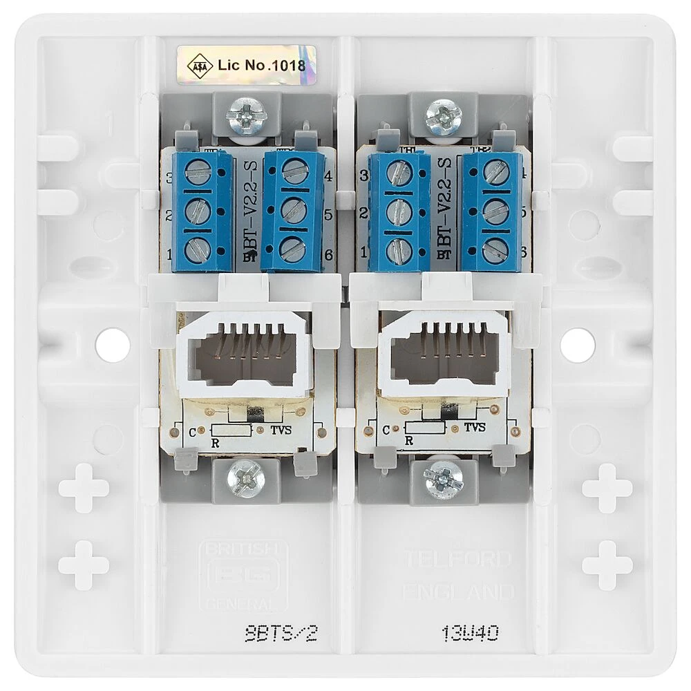BG Nexus Series White Moulded Double Secondary Telephone Socket Screw Type