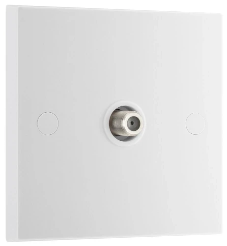 BG White Moulded Square Edge Single Satellite Socket