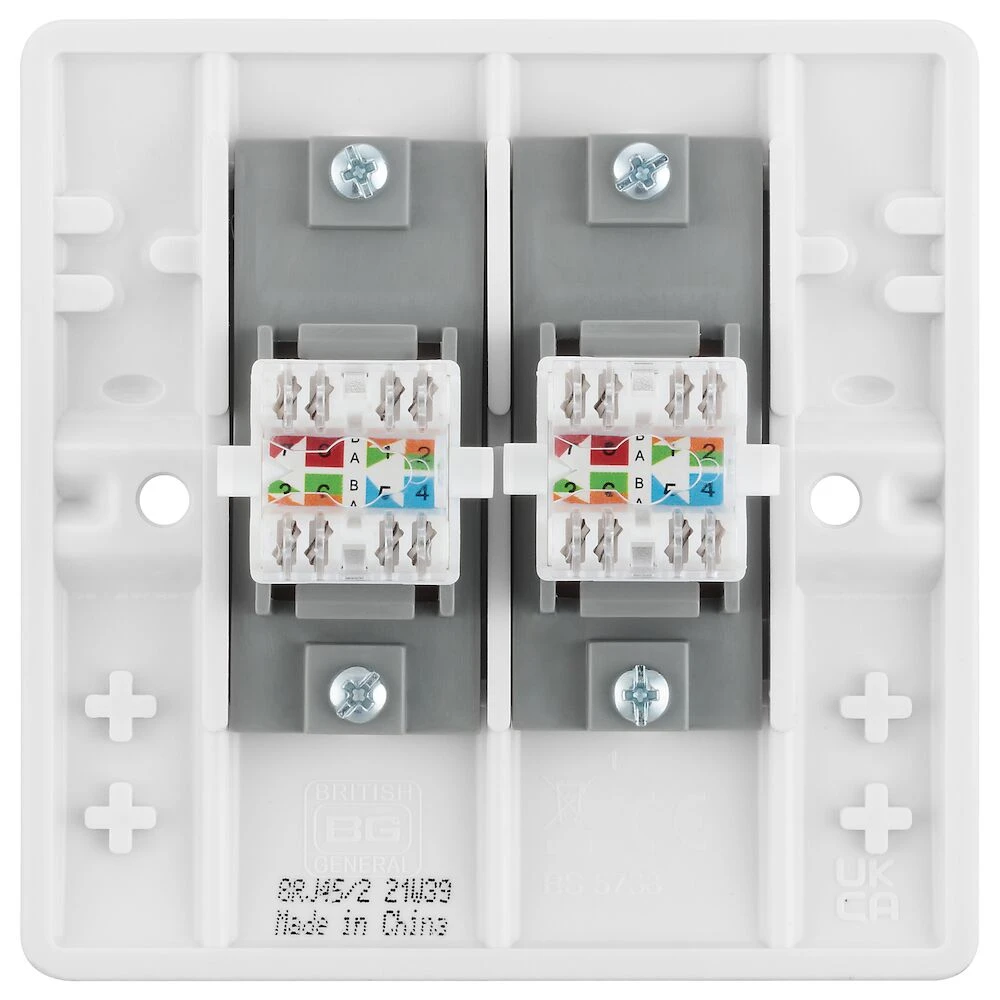 BG Nexus Series White Moulded Double RJ45 Telephone Socket IDC Type