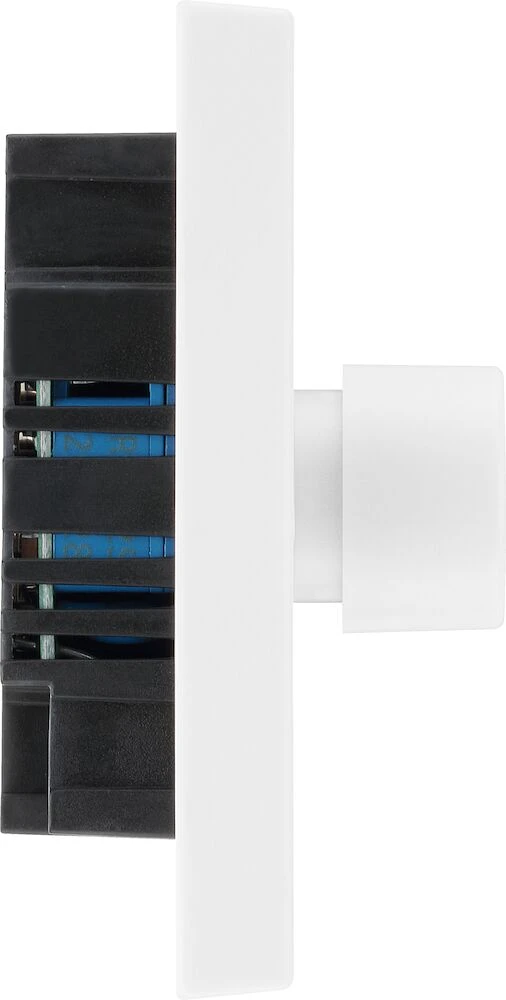 BG White Moulded Square Edge Double Dimmer Switch 2 Way, Trailing Edge 200W