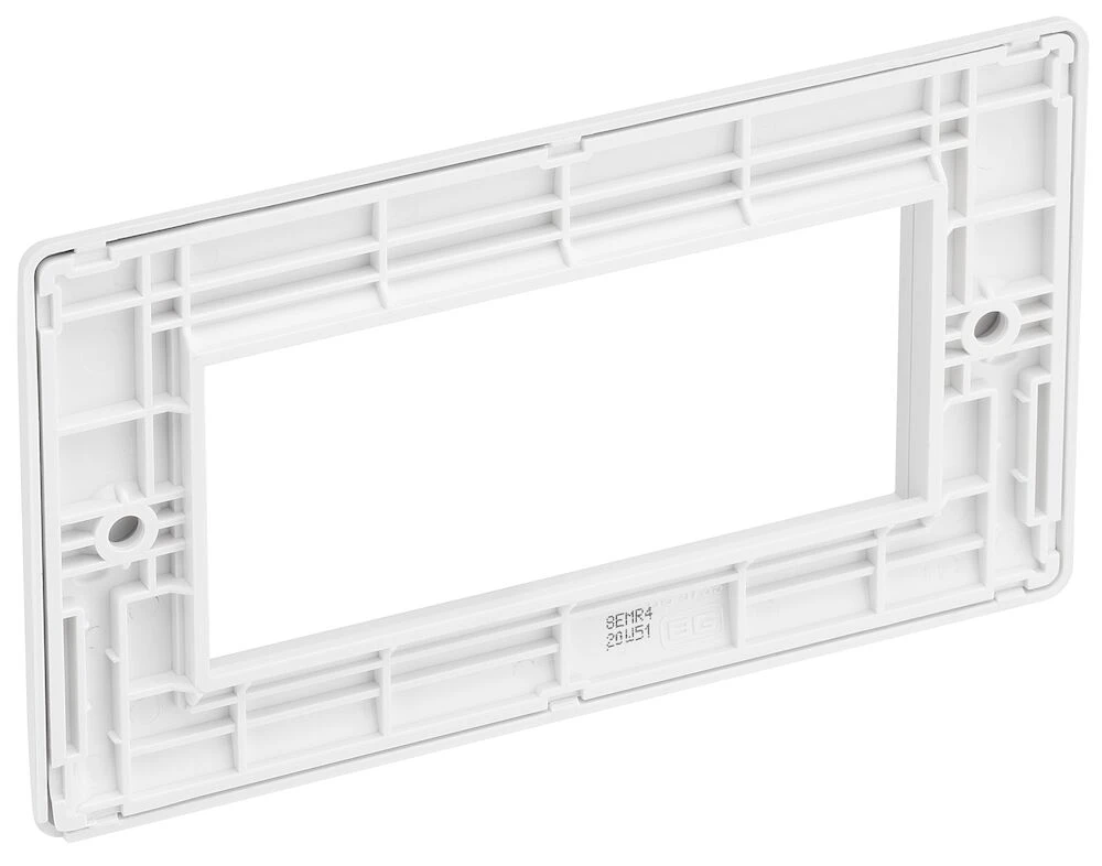 BG Nexus White Moulded Rectangular Euro Module Front Plate 4 Module