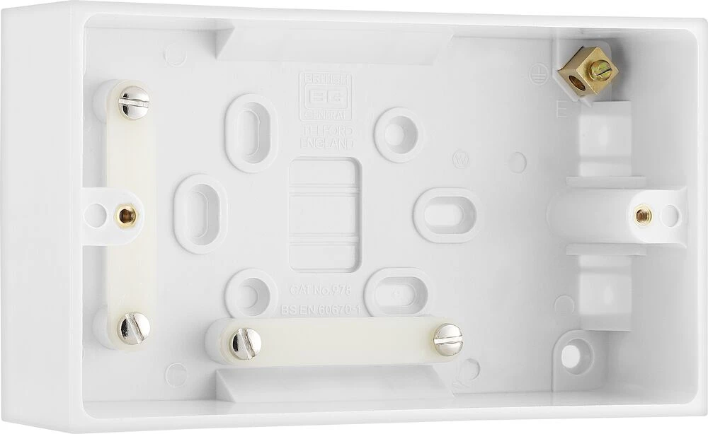 BG White Moulded Square Edge Double Surface Box 45mm