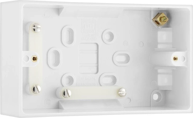 BG White Moulded Square Edge Double Surface Box 45mm