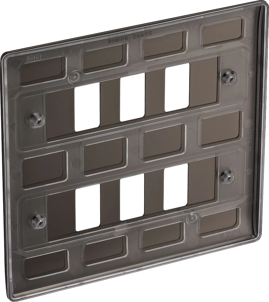 BG Grid Nexus Metal Square Front Plate 6 Module, Black Nickel