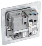 BG Screwed Flatplate, Brushed Steel, Single Switched 13A Power Socket