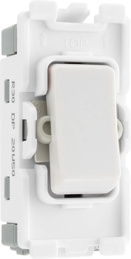 BG Grid 20A Switch Module 2 Way, Double Pole, White