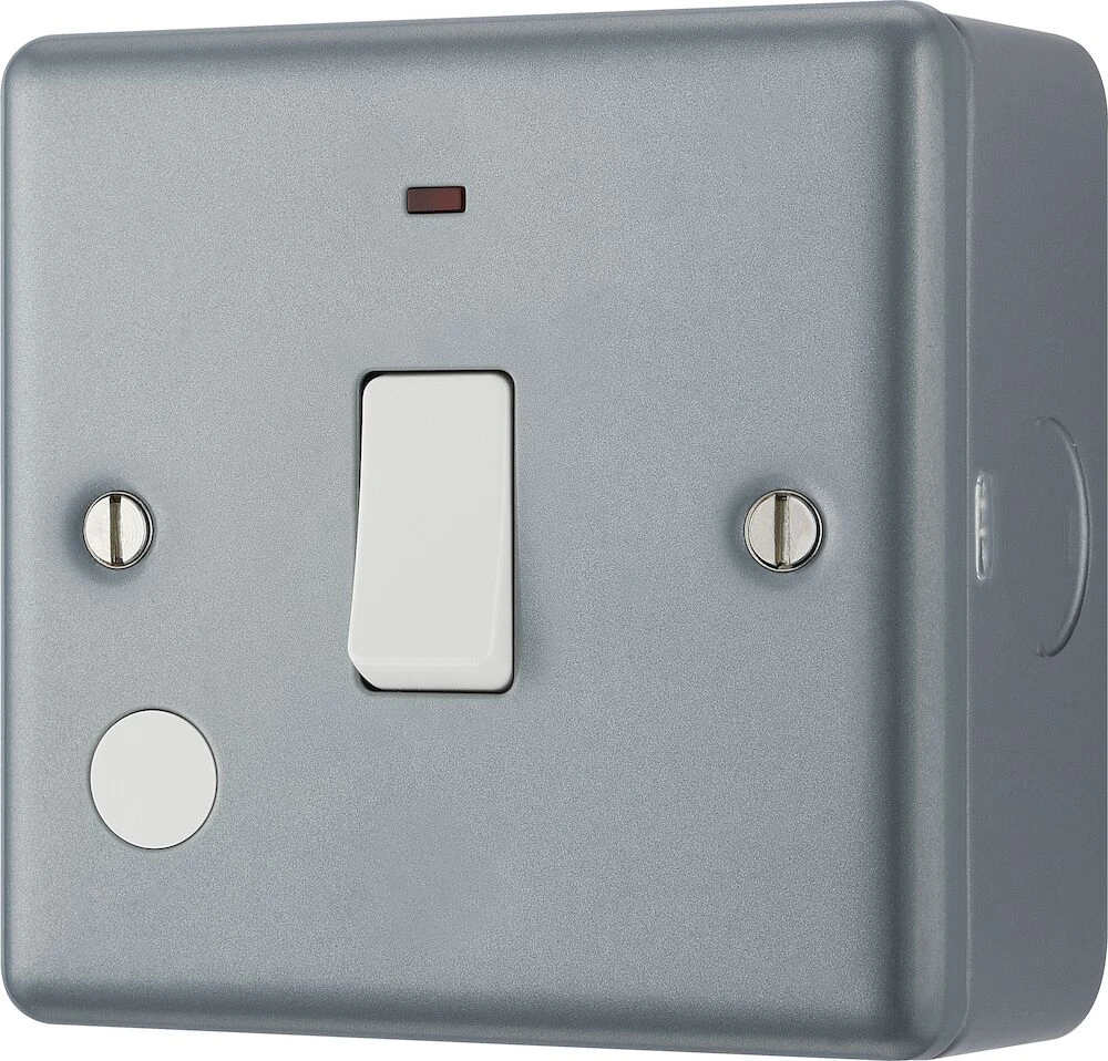 BG Metal Clad 20A Double Pole Switch With LED Indicator
