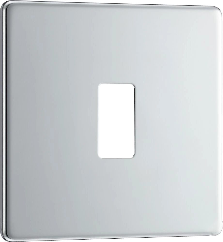 BG Grid Screwless Flatplate Square Front Plate 1 Module, Polished Chrome