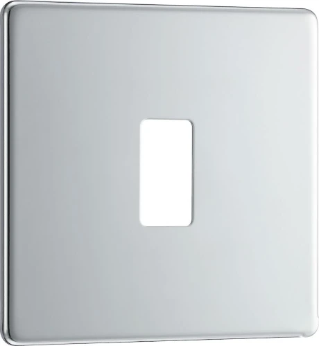 BG Grid Screwless Flatplate Square Front Plate 1 Module, Polished Chrome