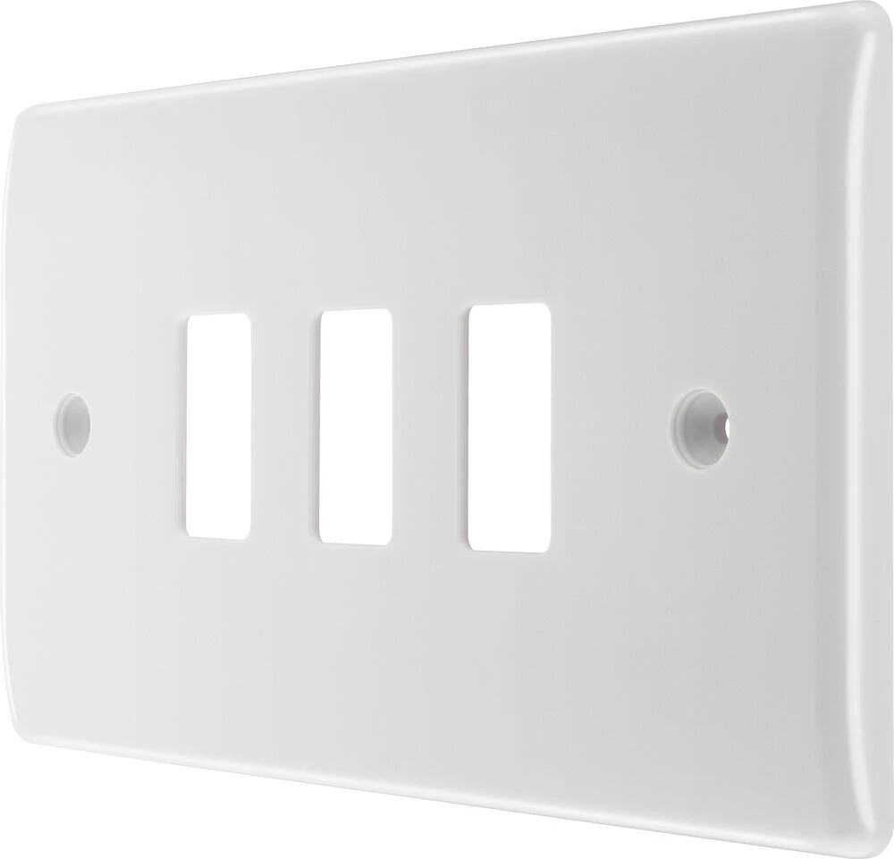 BG Grid Nexus Series White Moulded Front Plate 3 Module