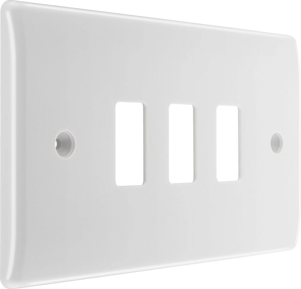 BG Grid Nexus Series White Moulded Front Plate 3 Module