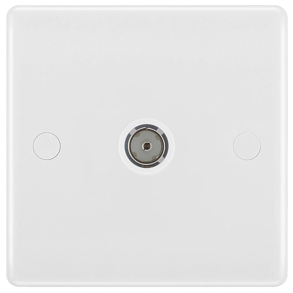 BG Nexus Series White Moulded Single Isolated Co-Ax Aerial Socket for TV or FM