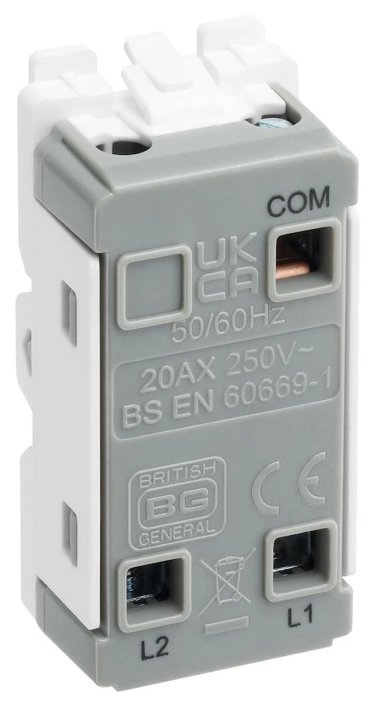 BG Grid 20A Secret Key Switch Module 2 Way, Single Pole,  White