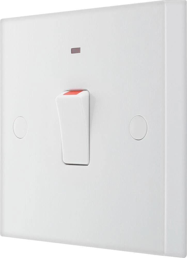 BG White Moulded Square Edge 20A Double Pole Switch with LED Indicator