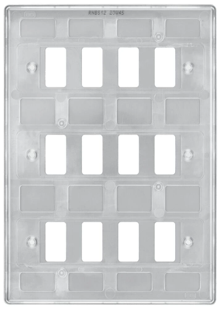 BG Grid Nexus Metal Square Front Plate 12 Module, Brushed Steel