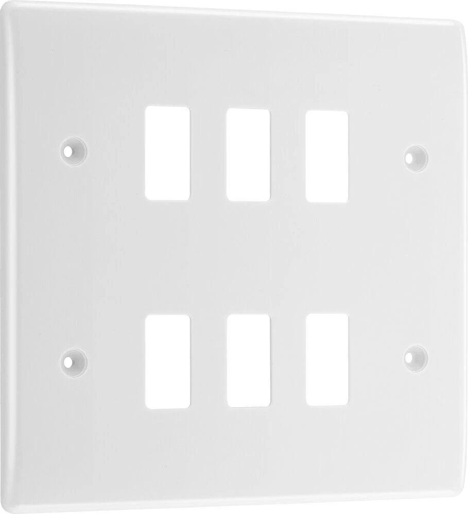 BG Grid Nexus Series White Moulded Front Plate 6 Module