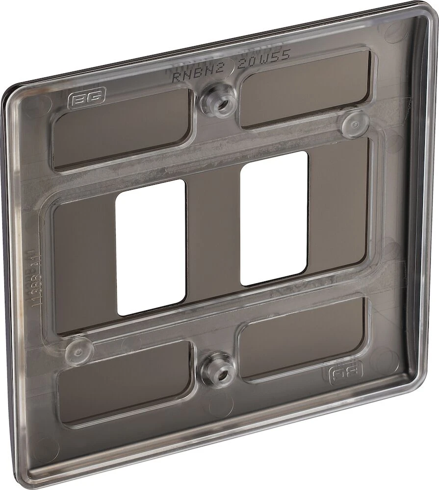 BG Grid Nexus Metal Square Front Plate 2 Module, Black Nickel