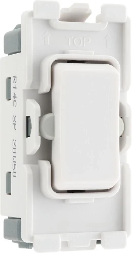 BG Grid 20A Switch Module Retractive, Centre Off, White