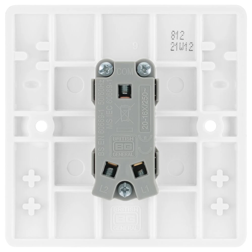 BG Nexus Series White Moulded 20A 16AX Single Switch 2 Way