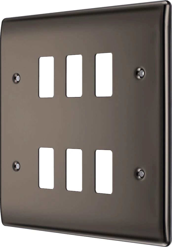 BG Grid Nexus Metal Square Front Plate 6 Module, Black Nickel