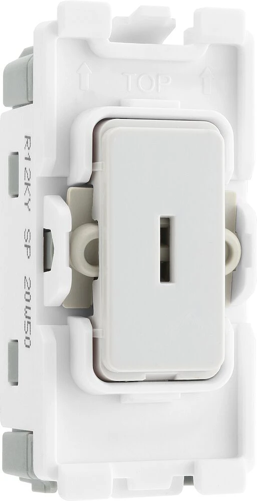 BG Grid 20A Secret Key Switch Module 2 Way, Single Pole,  White