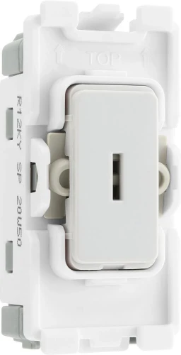 BG Grid 20A Secret Key Switch Module 2 Way, Single Pole,  White