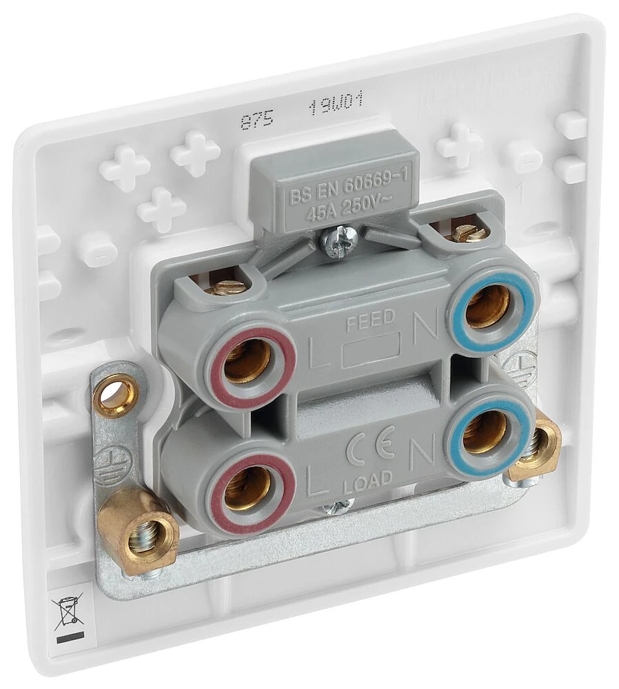 BG Nexus Series White Moulded 45A Square Plate Cooker Control Unit