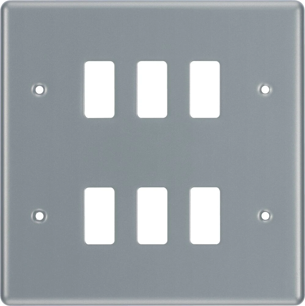 BG Grid Metal Clad Square Front Plate 6 Module