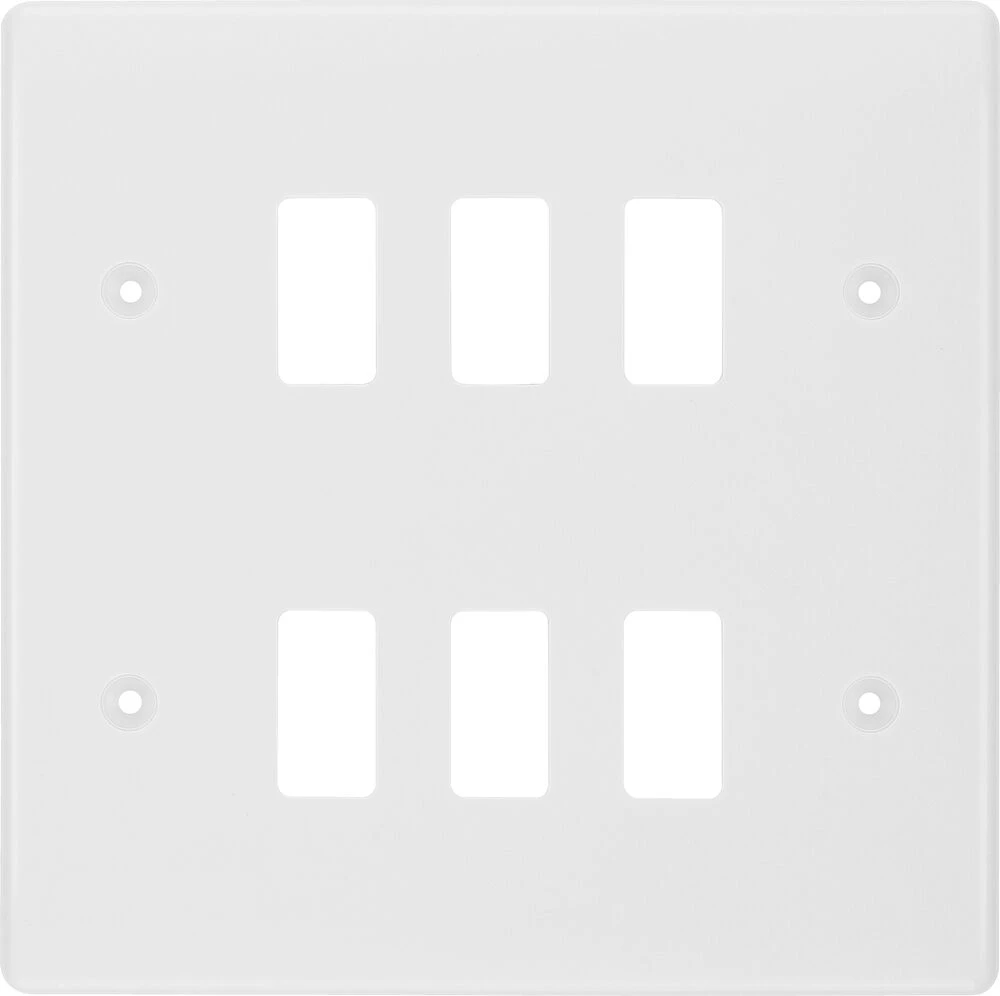 BG Grid Nexus Series White Moulded Front Plate 6 Module