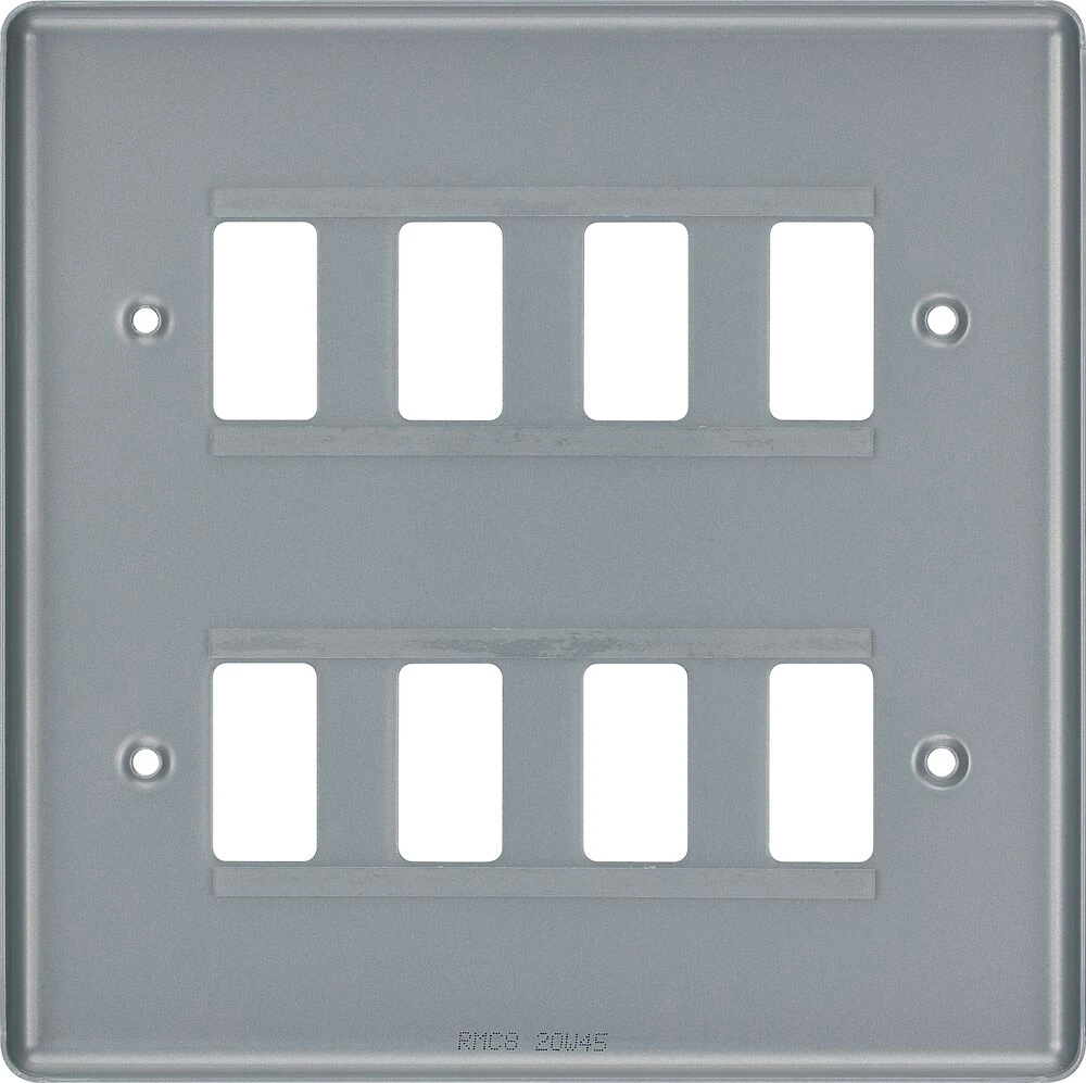 BG Grid Metal Clad Square Front Plate 8 Module
