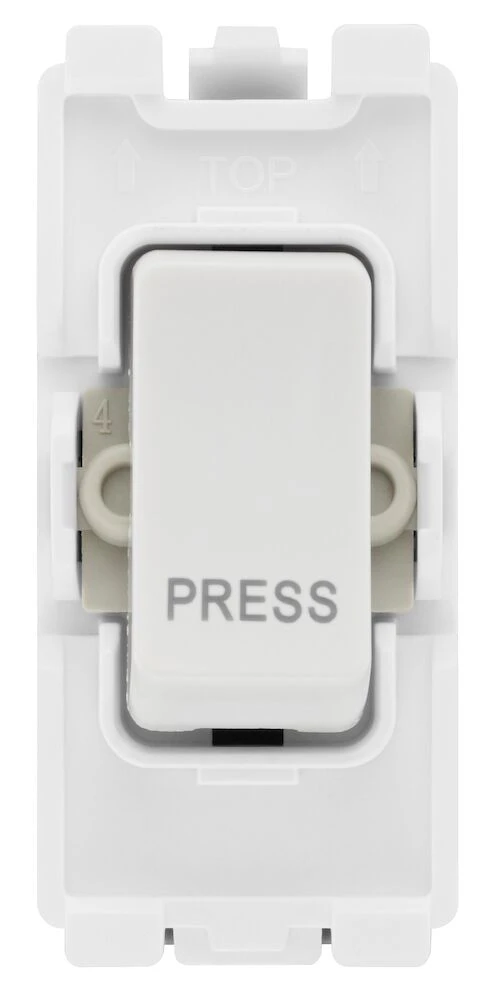 BG Grid 20A Switch Module Retractive, Printed PRESS, White