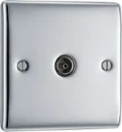 BG Nexus Metal Polished Chrome, Single Isolated Co-Ax Aerial Socket for TV or FM