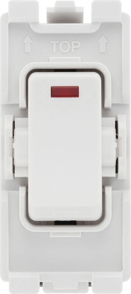 BG Grid 20A Switch Module Double Pole, LED Indicator, White