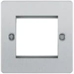 BG Screwed Flat plate Brushed Steel Square Euro Module Front Plate 2 Module