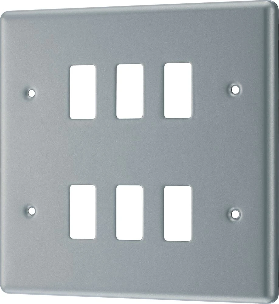 BG Grid Metal Clad Square Front Plate 6 Module