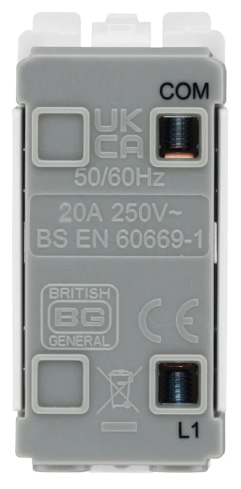 BG Grid 20A Switch Module Retractive, Printed PRESS, White