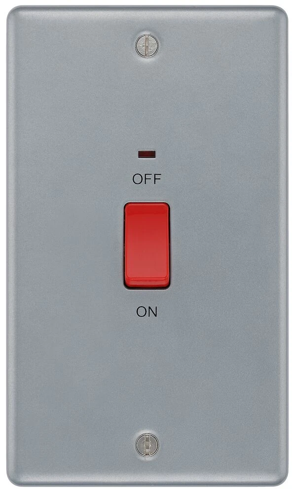 BG Metal Clad 45A Large Plate Double Pole Switch With LED Indicator