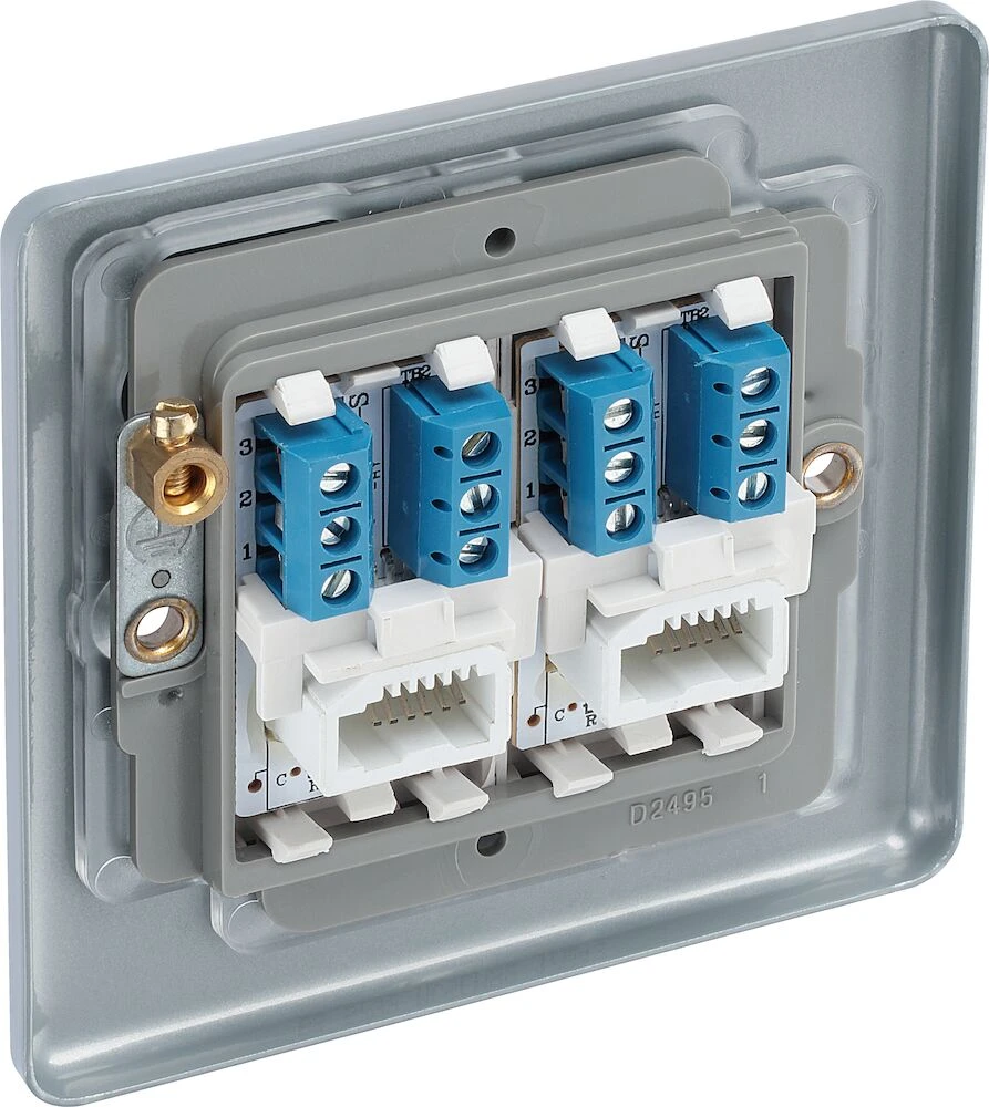 BG Metal Clad Double Secondary Telephone Socket, Screw Type