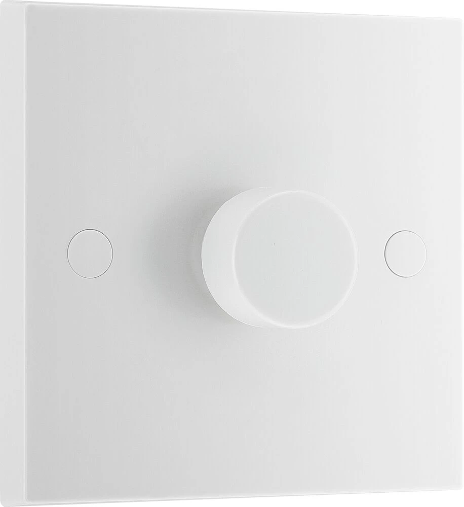 BG White Moulded Square Edge Single Dimmer Switch 2 Way, Trailing Edge 200W