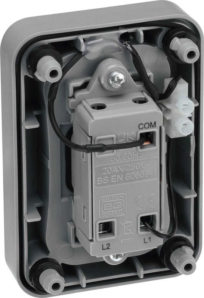 BG Nexus Storm, 20A Single Slim Switch, 2 Way, IP66