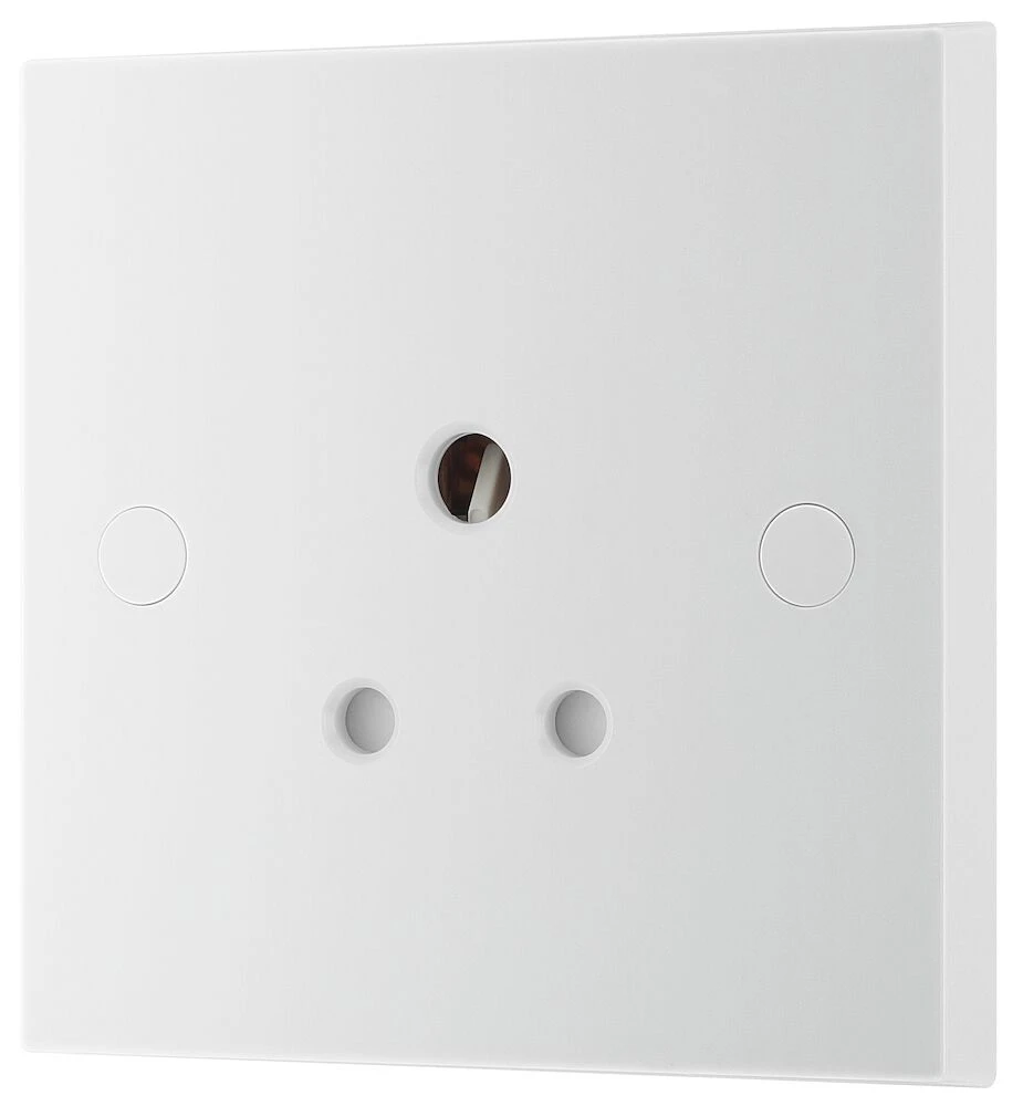 BG White Moulded Square Edge 5A Single Round Pin Unswitched Socket