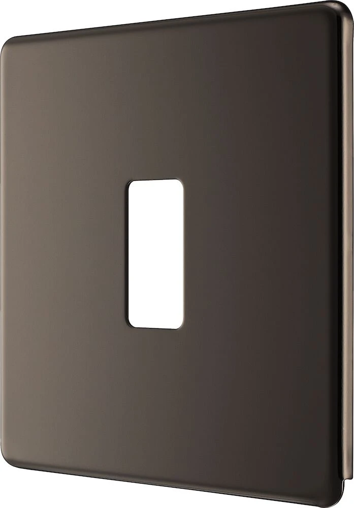 BG Grid Screwless Flatplate Square Front Plate 1 Module, Black Nickel