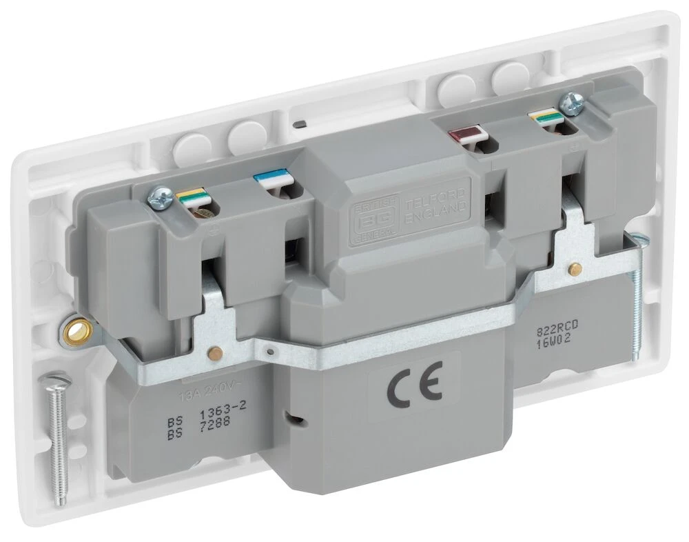 BG Nexus Series White Moulded 13A Double Switched Socket with RCD Protection