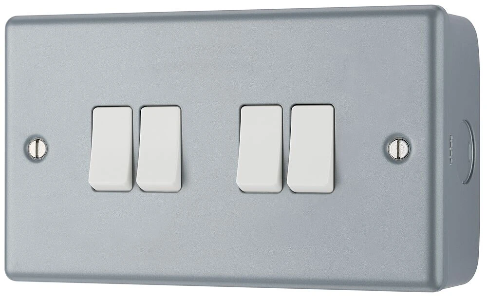 BG Metal Clad 20A 16AX Quadruple Switch, 2 Way